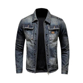 Chaqueta de motociclista con lavado vintage para hombre